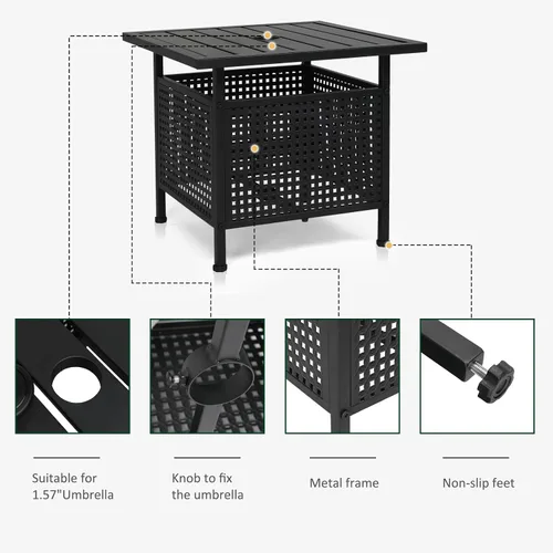 Miniatura 5 de VINGLI Outdoor Side Table with 7.5ft Patio Umbrella, Small Patio Table with 1.57" Umbrella Hole, Adjustable Height & Angle Cantilever Umbrella for