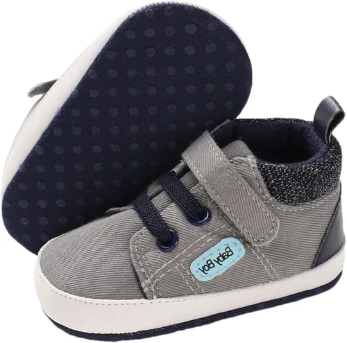 Baby Girl Boy Sneakers Soft Sole First Walking Shoes Toddler High Top Sneakers First Walker Infant Crib Shoes Newborn Baby Canvas Shoes 0-18 Month