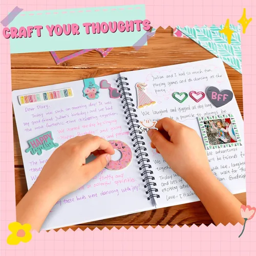 Miniatura 5 de EDUMAN Kit de diario rosa para niñas, juego de papelería, juego de diario para adolescentes y adolescentes, juego de suministros para álbumes