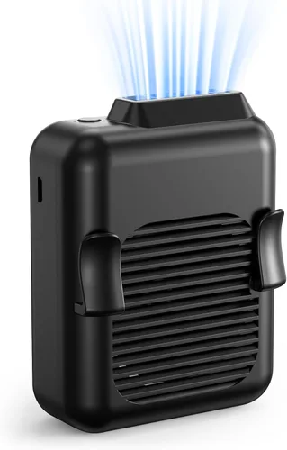 SLENPET Ventilador portátil con clip de cintura, ventilador de collar con batería de 6000 mAh, 23 horas de tiempo de trabajo, 3 velocidades, 5100
