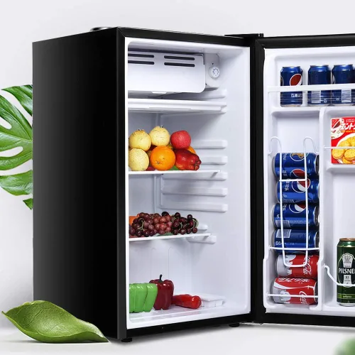 Mini refrigerador compacto de 3.2 pies cúbicos, refrigerador debajo del mostrador con estantes de vidrio extraíbles para congelador pequeño,