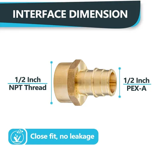 Miniatura 2 de PEX-A - Accesorios de expansión PEX-A, adaptador NPT roscado hembra PEX-A de 1/2 x 1/2 pulgadas, accesorios de tubería de expansión de latón