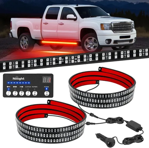 Miniatura 30 de Nilight 2 piezas de 24 pulgadas de tira de luces estroboscópicas para parrilla de camiones, 384 LED, luz de emergencia ámbar, flexible, intermitente