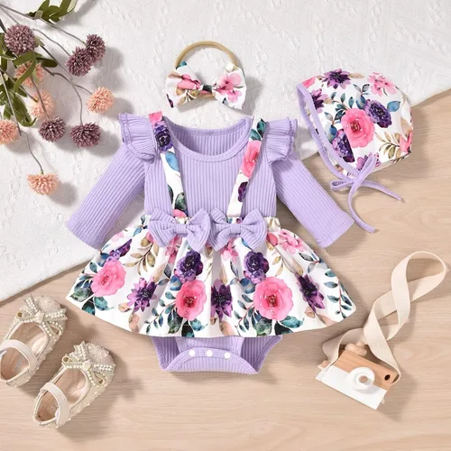 Miniatura 26 de Unutiylo Ropa de bebé recién nacida prematura con tirantes, traje de otoño e invierno, traje de manga larga con volantes