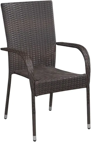 Miniatura 2 de 2 sillas de comedor de ratán para patio, sillas de patio apilables para exteriores, ratán de polietileno con reposabrazos y marco de acero, juego