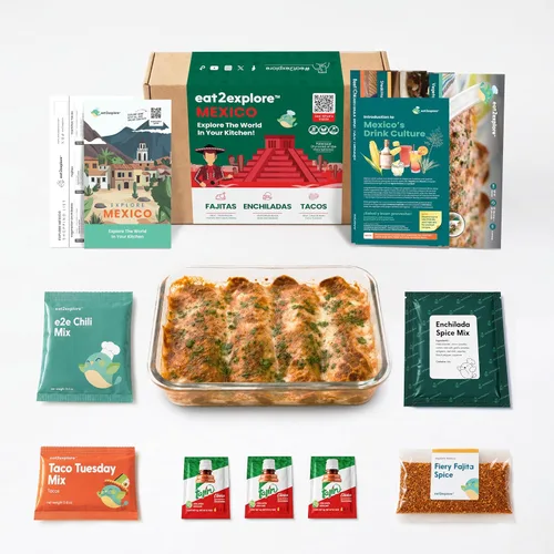 Miniatura 14 de eat2explore Kit de cocina global para adultos, recetas auténticas, especias esenciales y maridajes de bebidas, perfecto para citas nocturnas