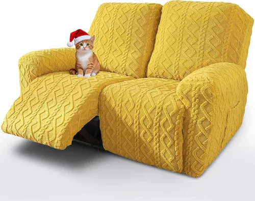 Miniatura 16 de vctops Verde Navideño 4 Piezas Fundas para Sillón Reclinable de Felpa Jacquard Geométrica Suaves Peludas Mullidas Funda para Sofá y Sillón