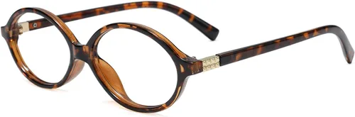 Slocyclub - Lentes de bloqueo de luz azul de moda ovaladas para mujeres y hombres, anteojos vintage con armazón pequeño ovalado retro, Whiskey