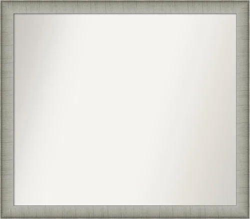 Miniatura 194 de Amanti Art Espejo de baño plateado para sobre fregadero, 25 x 25 pulgadas, espejo de tocador cuadrado estrecho de níquel cepillado, marco de madera