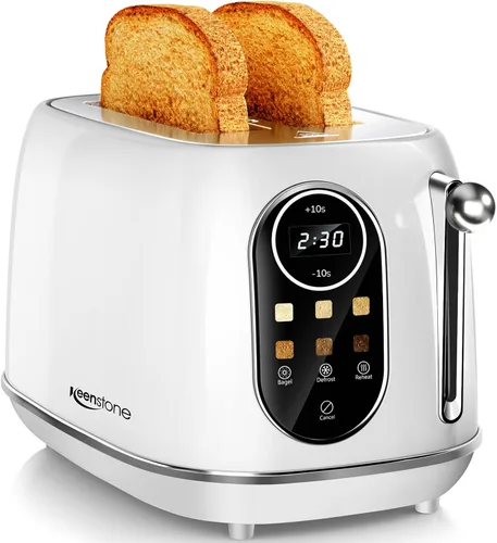 Miniatura 9 de Keenstone Tostadora Inteligente con Pantalla Táctil de 2 Rebanadas, Tostadora Retro de Acero Inoxidable de Ranura Ancha con 6 Niveles de Dorado