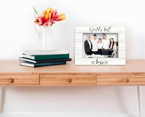 Miniatura 5 de Marco de fotos Boss de 4 x 6 pulgadas, mejores regalos de jefe para mujeres y hombres, marco de fotos de madera, regalo de agradecimiento