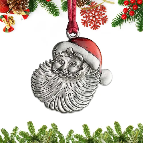 Miniatura 17 de Adornos navideños, 2024 Adorno de árbol de Navidad de peltre sólido hecho a mano de metal para colgar, artesanía DIY, coleccionables para árboles