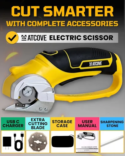 Miniatura 6 de Tijeras eléctricas inalámbricas, cortador de cartón recargable de 4 V con bloqueo de seguridad y luz LED, cortador de cajas eléctrico para cartón