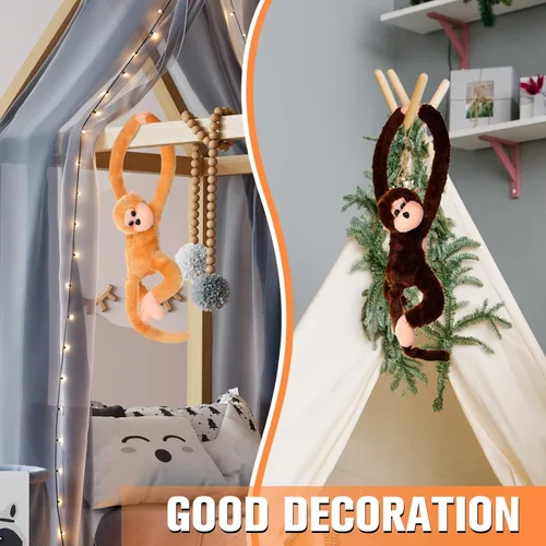 Miniatura 5 de Chivao Mono de peluche colgante con cierres de para adultos, regalo para decoración de fiestas (20 pulgadas, marrón, caqui, paquete de 8)