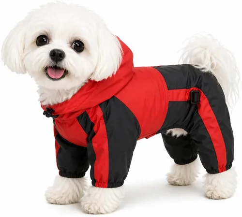Miniatura 12 de Ropa para mascotas, ropa para perro, ropa para lluvia, nieve, impermeables, cuatro patas, impermeable para perros pequeños, medianos, grandes, Rojo