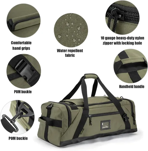 Miniatura 5 de Bolsa de lona grande, bolsas de gimnasio para hombres, bolsa de fin de semana para mujeres, mochila de viaje, bolsa de lona deportiva, Verde Armada