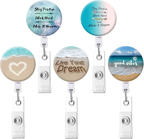 Miniatura 14 de Carrete retráctil para credenciales de enfermera, lindo nombre, carretes decorativos para tarjetas de identificación con clip en soportes