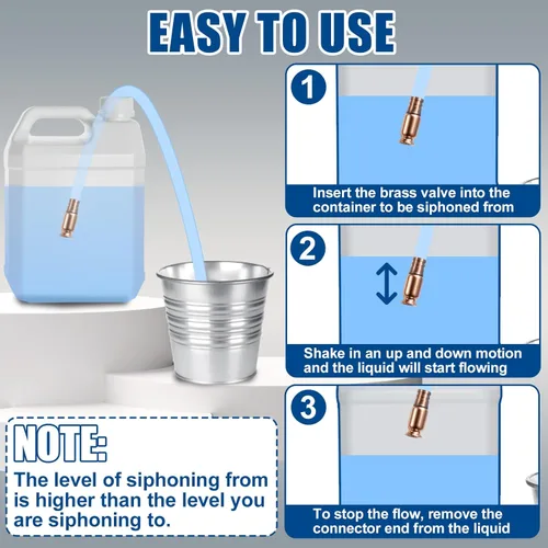 Miniatura 5 de wadoy Manguera de sifón de transferencia de gas/aceite/agua/combustible, bomba manual de sifón autocebante, 6 pies (paquete de 2)