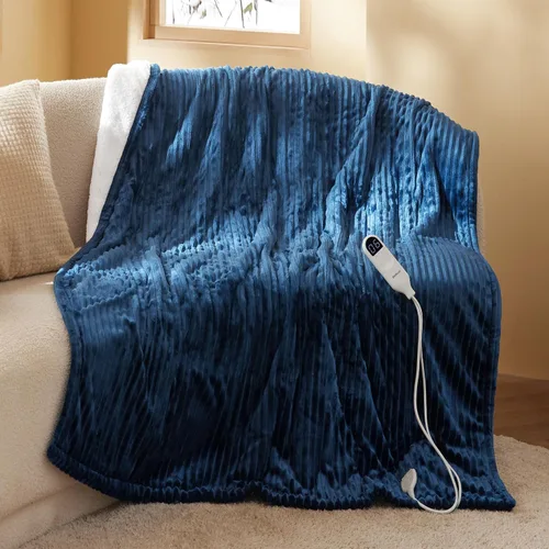 Miniatura 13 de Manta calefactora eléctrica Bedsure GentleSoft - Manta eléctrica suave de franela acanalada, calefacción con 4 ajustes de tiempo, 6 niveles de 01