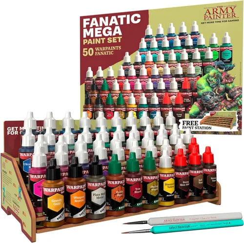 The Army Painter, Warpaints Fanatic Mega Set Combo, 50 x 0.61 fl oz Pinturas Acrílicas incl. Tonos de Piel, Metálicos, Efectos, Lavados, 1 Estación