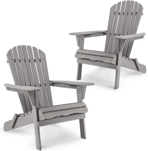 Miniatura 7 de Solid Wood Folding Adirondack Chair for Outdoor Patio Garden Deck Lounge - Comfortable Wooden Lawn Chair with Wide Armrests