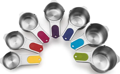 Miniatura 15 de Spring Chef Juego de 7 tazas medidoras de acero inoxidable con boquilla de vertido, herramientas de cocina anidables con marcas de fácil lectura