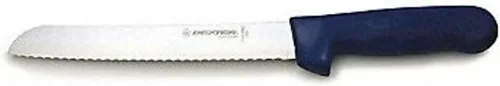 Dexter-Russell S162-8SCC-PCP Sani-Safe (13313C) Cuchillo para pan, 8.0 in, borde festoneado, sin manchas, acero de alto carbono, texturizado, Azul