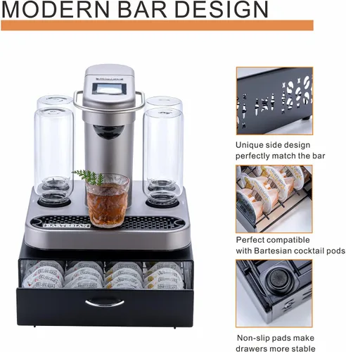 Miniatura 3 de FlagShip Soporte para cápsulas de cóctel Bartesian, organizador de cápsulas bartesiano, diseño de barra y soporte para máquina de cóctel, metal