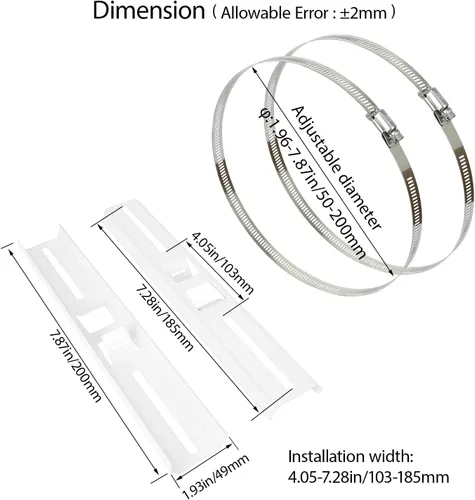 Miniatura 2 de LeMotech Kits de montaje de poste, soportes de acero inoxidable de 7.874 in con abrazadera ajustable de 1.969-7.874 in para caja de conexiones al