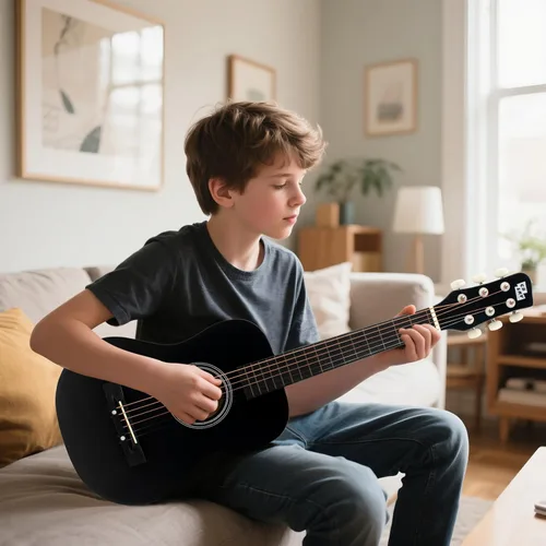 Miniatura 5 de Guitarra acústica de cuerdas de metal de 30 pulgadas, regalo para niñas, juguetes musicales para niños, instrumento musical (negro-2)