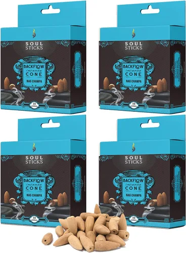 Miniatura 10 de Soul Sticks Conos de incienso de reflujo – 40 conos orgánicos hechos a mano para quemador de cascada Paquete de 4 aromas aromáticos de larga Go