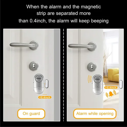 Miniatura 2 de Alarmas de puerta cuando se abren, paquete de 2 unidades, nueva versión con dos niveles de volumen, sensores de alarma de ventana NOOPEL para niños