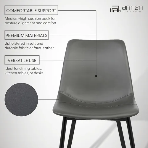 Miniatura 4 de Armen Living Monte Mid Century - Silla auxiliar de comedor moderna y contemporánea para mesa, cocina, escritorio de oficina en casa, altura del Piel