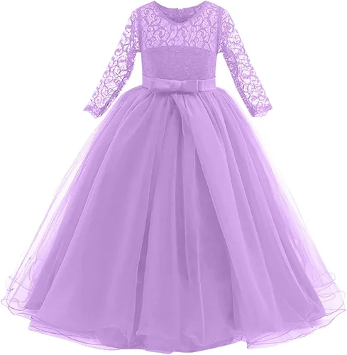 Miniatura 6 de Vestidos de punto de manga larga para niña pequeña, vestidos de princesa tutú de malla de encaje