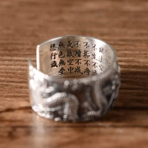 Miniatura 2 de Anillo de plata de ley 925 con diseño de dragón vintage