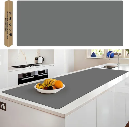 Miniatura 27 de Tapete de silicona súper grande, 120 x 24 pulgadas, tapete de silicona para encimera de cocina, tapete antideslizante resistente al calor, tapete