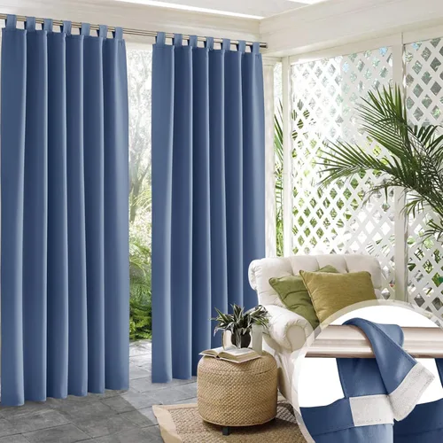 Miniatura 16 de RYB HOME Cortinas para Exteriores para Patio - 2 Paneles Cortinas para Exteriores Desmontables con Parte Superior Adhesiva Impermeables Opacas
