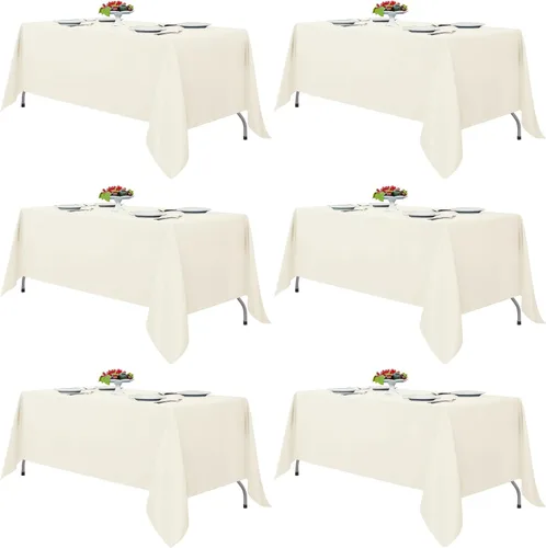 Miniatura 29 de Fitable - Paquete de 6 manteles redondos blancos - 120 pulgadas de diámetro - Manteles resistentes a las manchas y lavables, manteles de poliéster