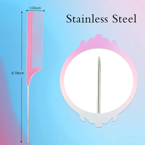 Miniatura 3 de Geiserailie Juego de 3 Cepillos para Cabello Slick Back, Cepillo de Cerdas, Control de Bordes, Peine Desenredante para Cabello Negro de Mujeres Rosa
