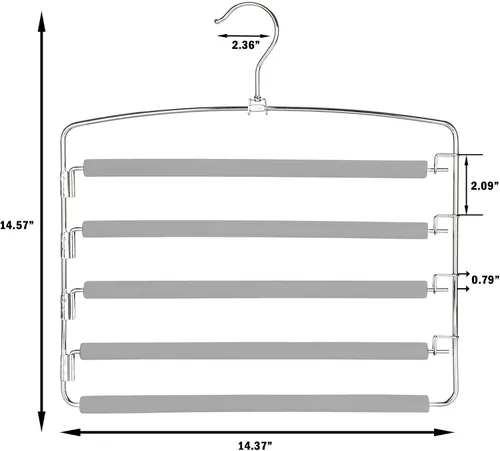 Miniatura 5 de TOPIA HANGER Perchas para pantalones que ahorran espacio, paquete de 3 organizadores de pantalones con brazo oscilante para armario, organizador