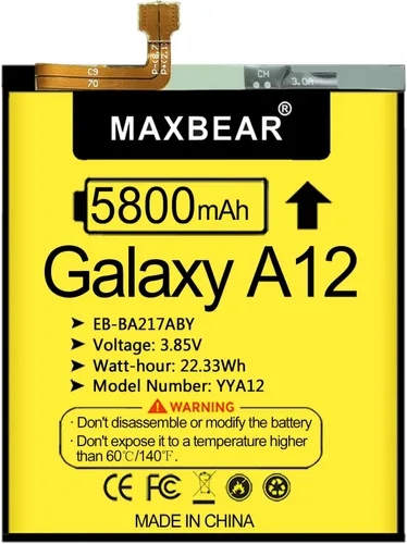 Miniatura 5 de MAXBEAR - Batería para Galaxy A12, (actualizada) 5800mAh 3.85V, batería de repuesto de polímero de litio EB-BA217ABY para Samsung Galaxy A12
