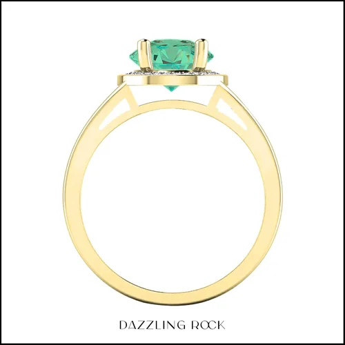 Miniatura 117 de Dazzlingrock Collection Anillo de compromiso redondo de 0.276 in con halo de diamante blanco y vástago dividido para ella en oro macizo de 14