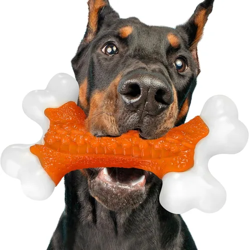 Kseroo - Juguetes para perros de raza grande que son masticadores agresivos, huesos resistentes, juguetes masticables de nailon para la dentición de