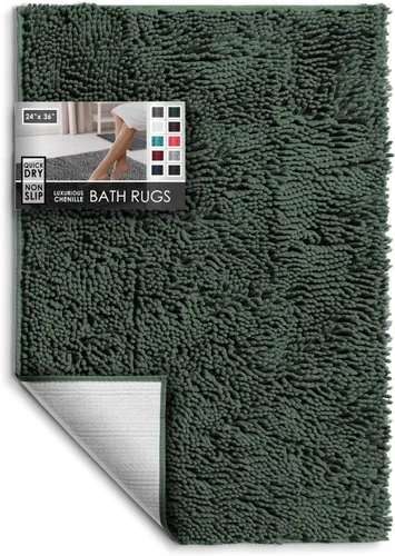 Miniatura 31 de Hearth & Harbor Alfombras de baño, tapete de baño de chenilla - Alfombras de baño lavables a máquina para baño con respaldo antideslizante de goma