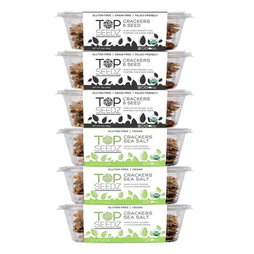 Miniatura 9 de Top Seedz Galletas de 6 semillas orgánicas certificadas sin gluten, paquete de 6 unidades, 5 onzas, galletas veganas saludables con proteína a base