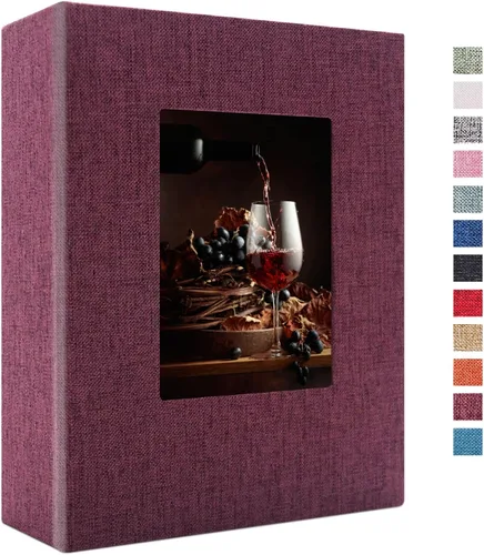 Miniatura 34 de Vienrose - Álbum de fotos de lino con 300 bolsillos de 4 x 6 pulgadas, cubierta de tela, para bodas, familias, aniversarios y bebés Azul cielo