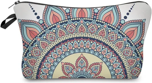 Miniatura 17 de Deanfun Bolsa de cosméticos para mujer, flores de mandala, bolsas de maquillaje impermeables, bolsa espaciosa para artículos de tocador, accesorios