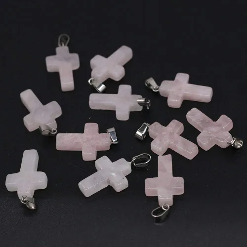 Miniatura 5 de Venta al por mayor 20 piezas de colgantes de piedra natural, cuentas de chakra en forma de cruz encantos curativos de cuarzo de cristal para hacer