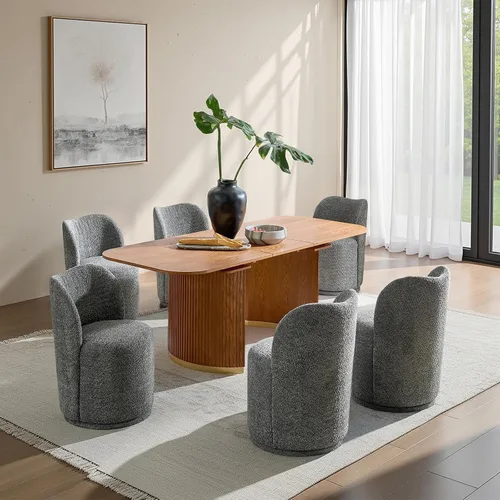 Miniatura 9 de HULALA HOME Boucle Silla de comedor giratoria – Sillas de cocina de barril tapizadas de sherpa con rotación de 360 grados, silla de tocador moderna