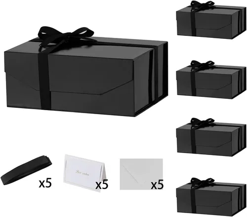 Miniatura 44 de 5 cajas de regalo rosa con cinta de 9.5 x 7 x 4 pulgadas, caja de regalo resistente con tapa para embalaje de regalo, cajas de almacenamiento